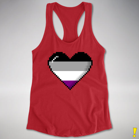 Asexual Pride 8-Bit Pixel Heart Racerback Tank - Red